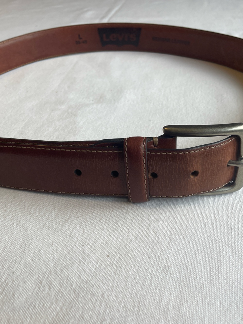Levi's Tan Brown Leather Men's Belt with Metal Buckle Size Large